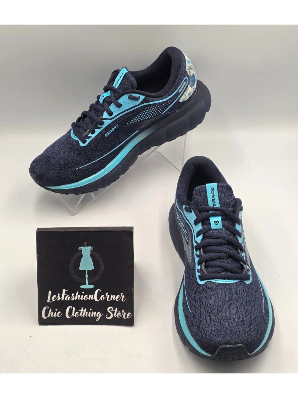 Brooks Women's Navy Aqua Trace 2 Hero Pack Medical Running Shoes Size 8.5 3912